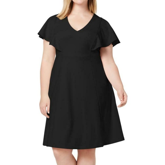 Calvin Klein Womens Plus Flutter Sleeves Knee-Leng - Picture 1 of 2